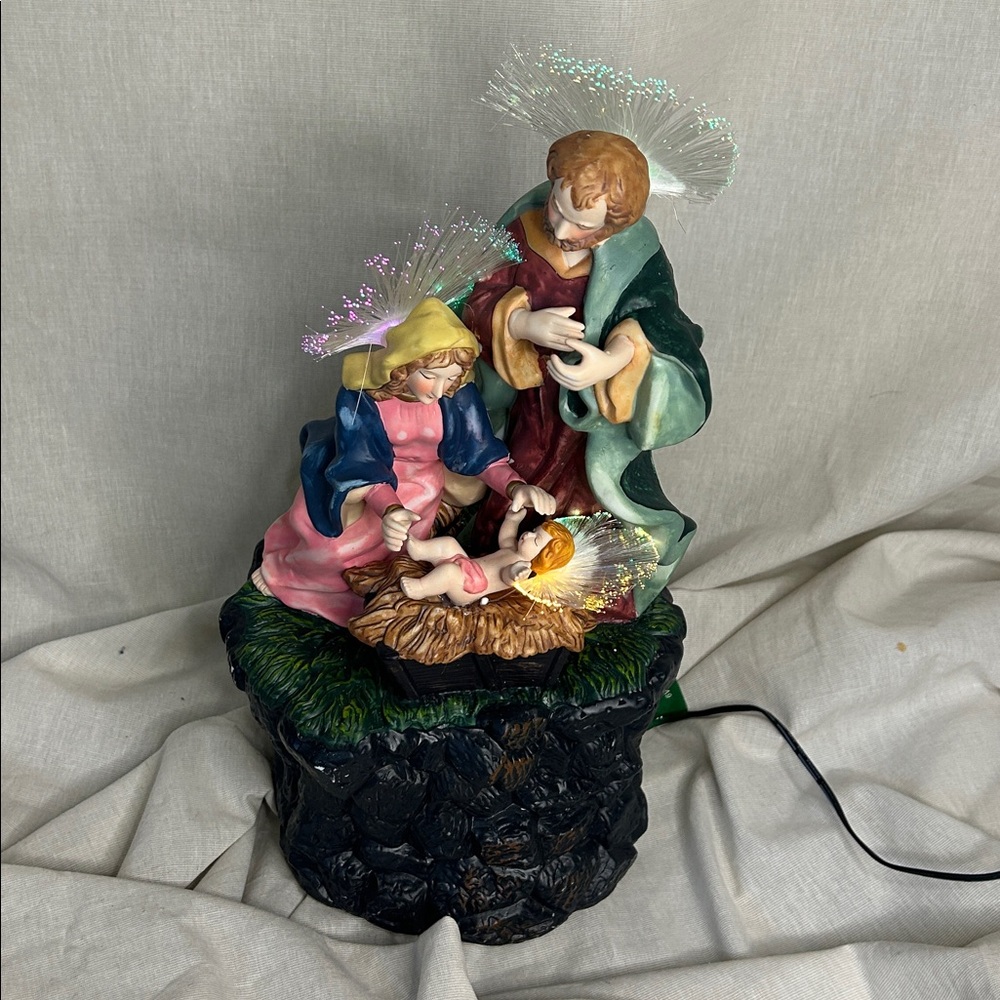 Bradford Exchange Fiber Optic Nativity 14” Lighted Porcelain Christmas